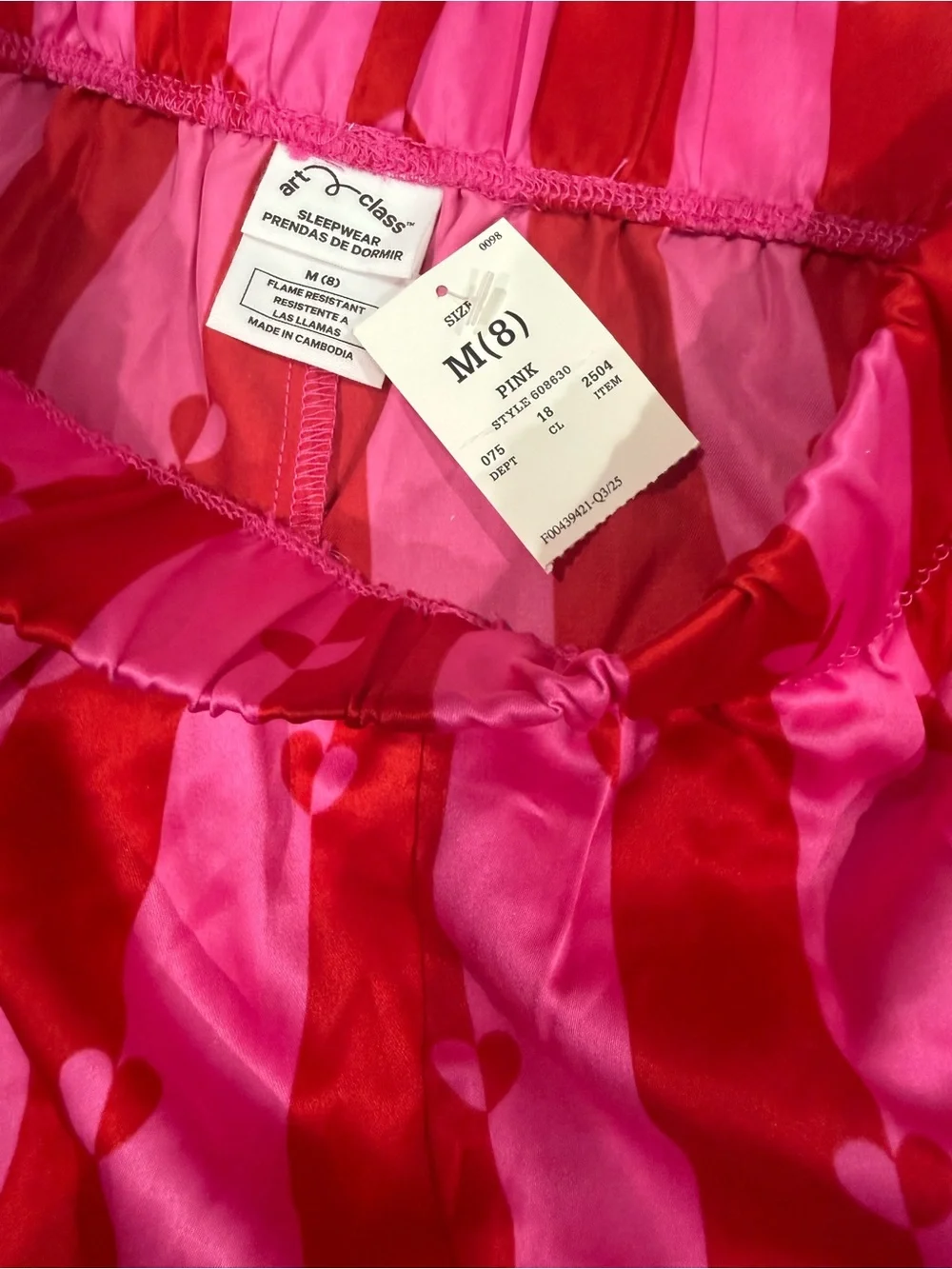 Art class Pink & Red Striped Heart Short Pajama Set